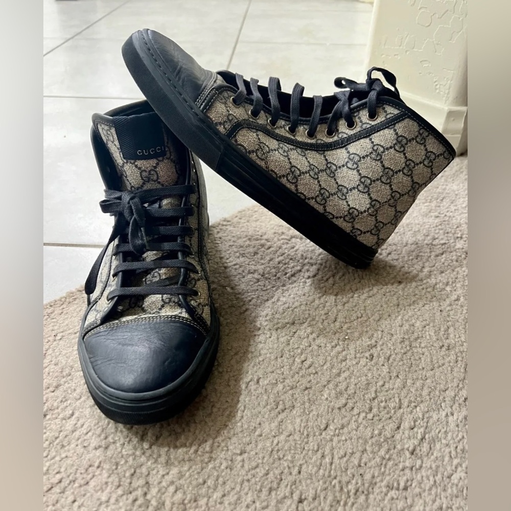 Gucci GG Brooklyn California High Top leather Logo monogram canvas sneakers shoe